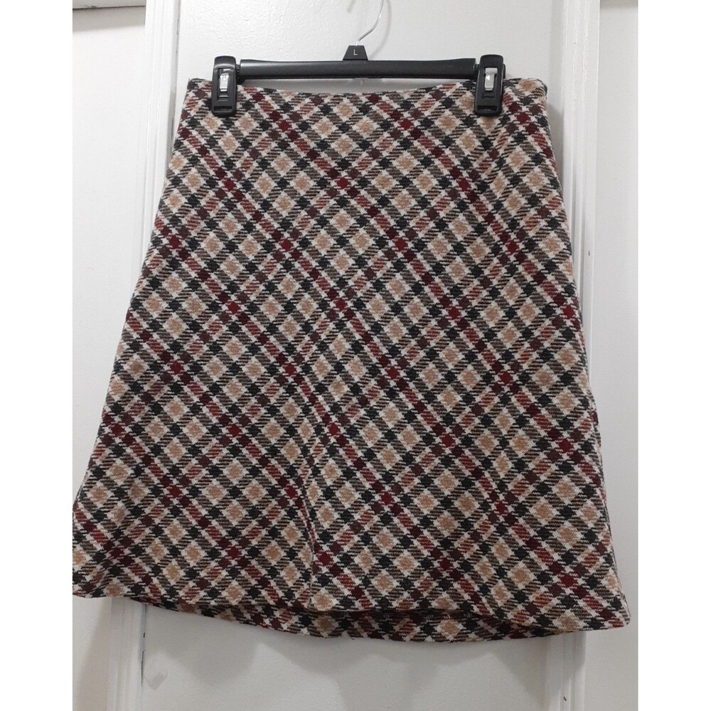 Anne Klein Plaid Skirt Size 8 Vintage Y2K Wool Blend Lined Mini Multi Acadamia